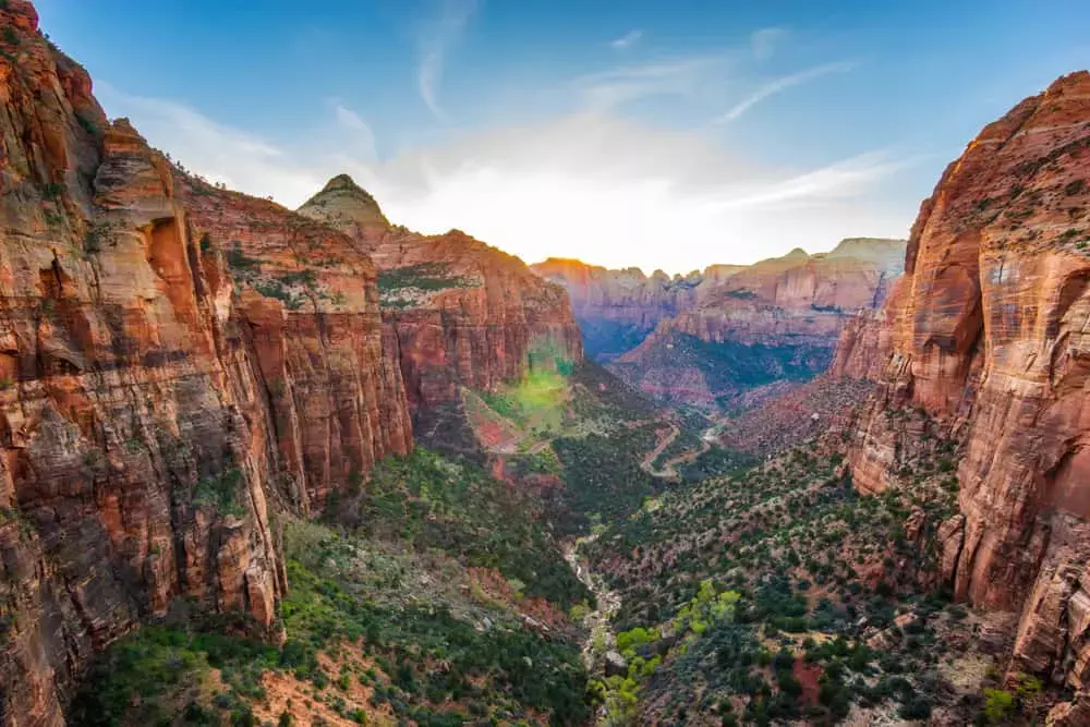 Zion canyon landscape at golden hour